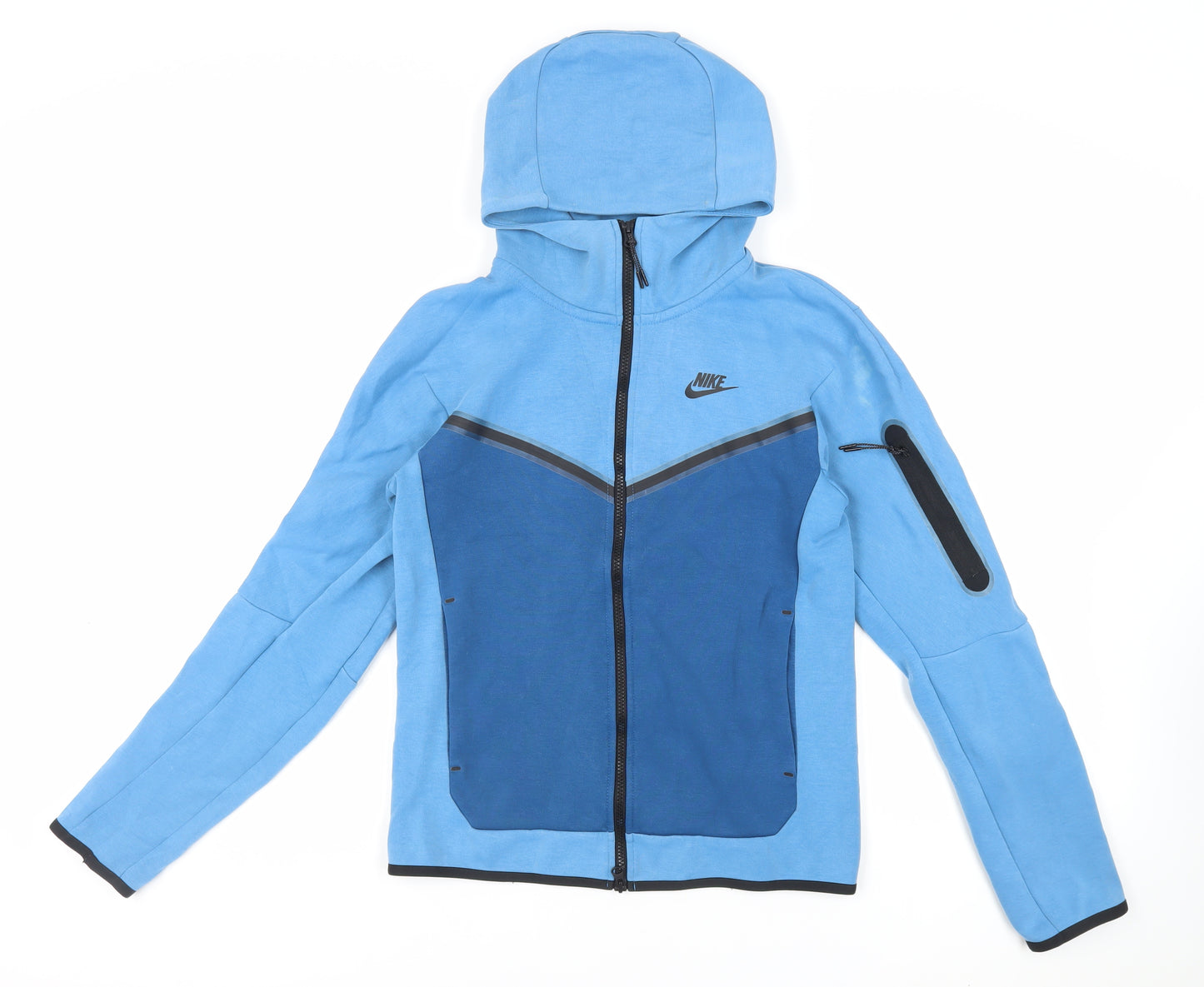 Nike Womens Blue Cotton Full Zip Hoodie Size XS Zip - Logo