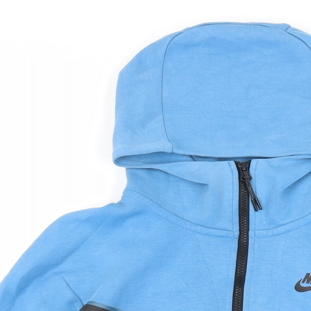 Nike Womens Blue Cotton Full Zip Hoodie Size XS Zip - Logo