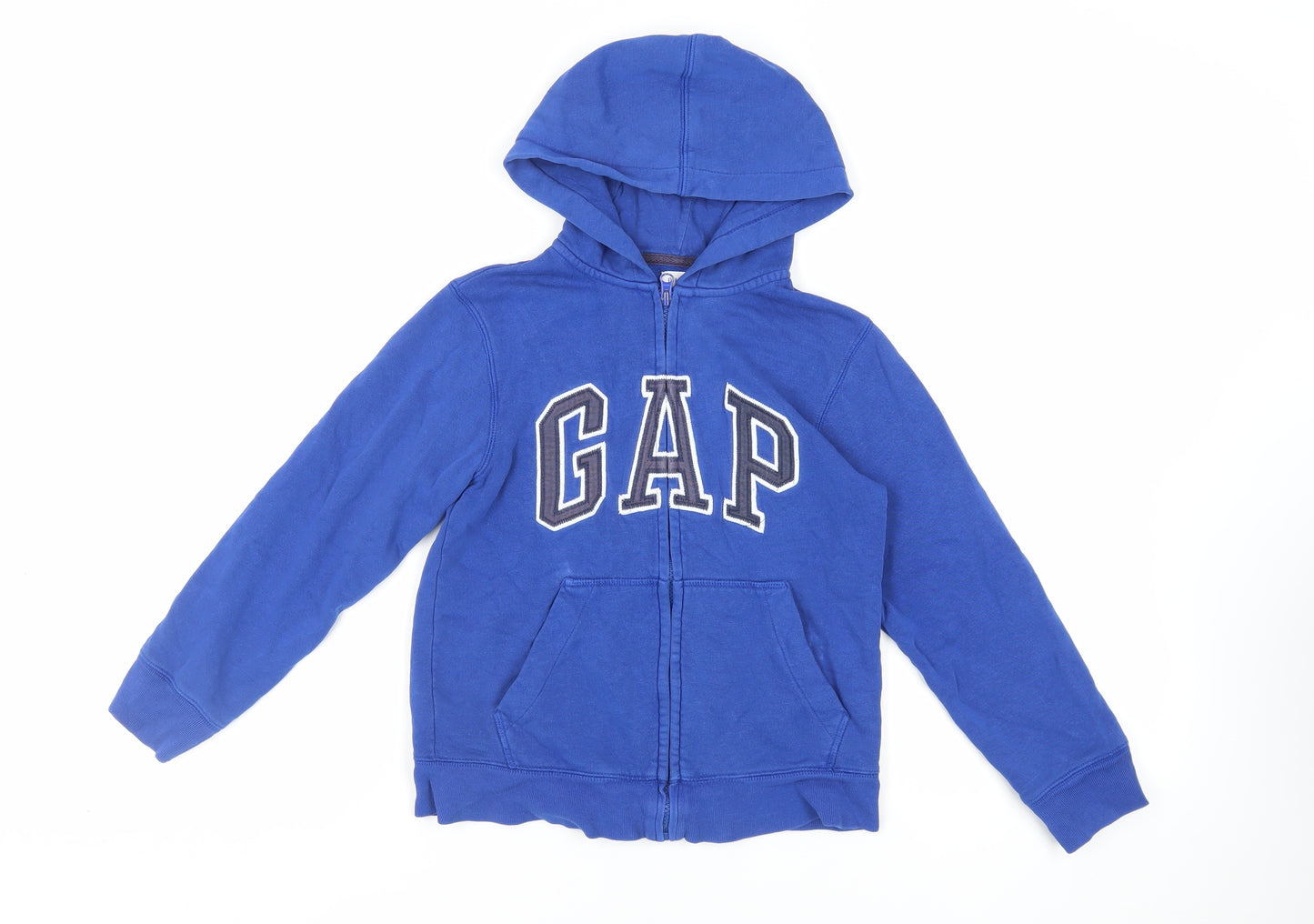 Gap Boys Blue Cotton Full Zip Hoodie Size 8-9 Years Zip - Logo Pockets