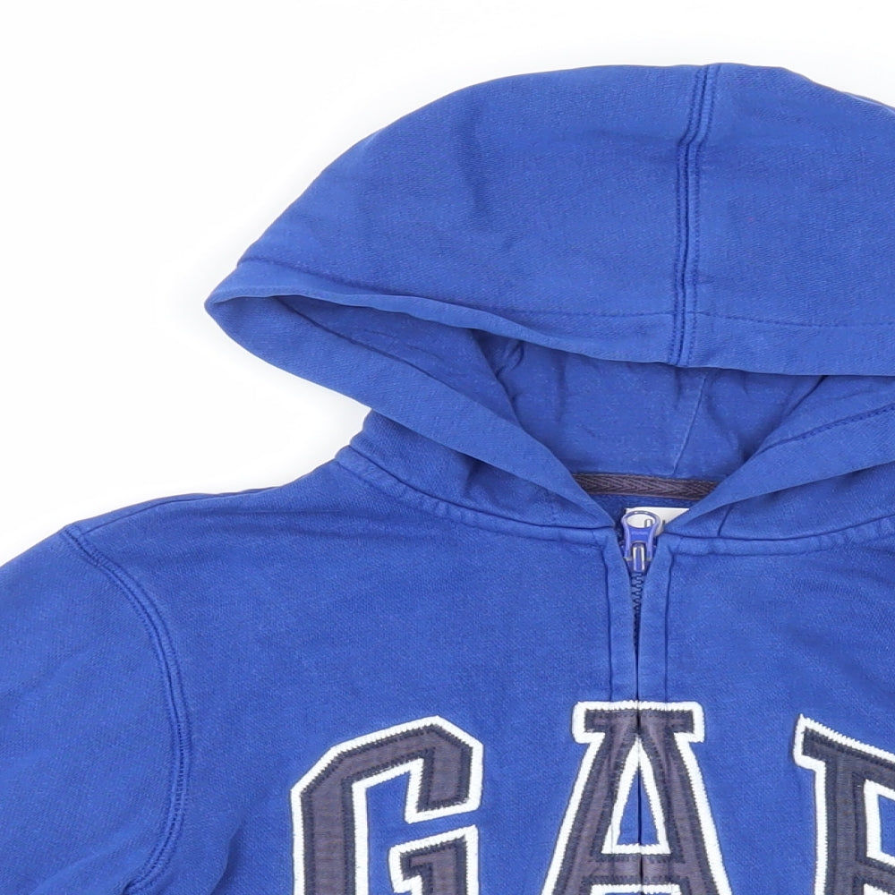 Gap Boys Blue Cotton Full Zip Hoodie Size 8-9 Years Zip - Logo Pockets