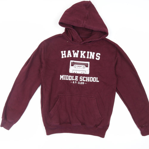 Stranger Things Girls Purple Cotton Pullover Hoodie Size 12-13 Years Pullover - Hawkins Middle School