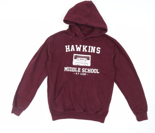 Stranger Things Girls Purple Cotton Pullover Hoodie Size 12-13 Years Pullover - Hawkins Middle School