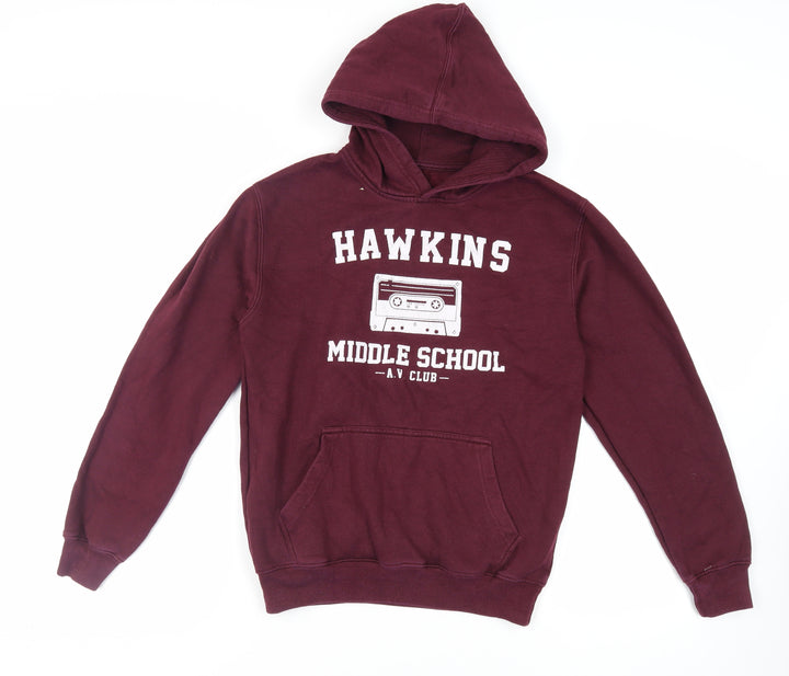 Stranger Things Girls Purple Cotton Pullover Hoodie Size 12-13 Years Pullover - Hawkins Middle School