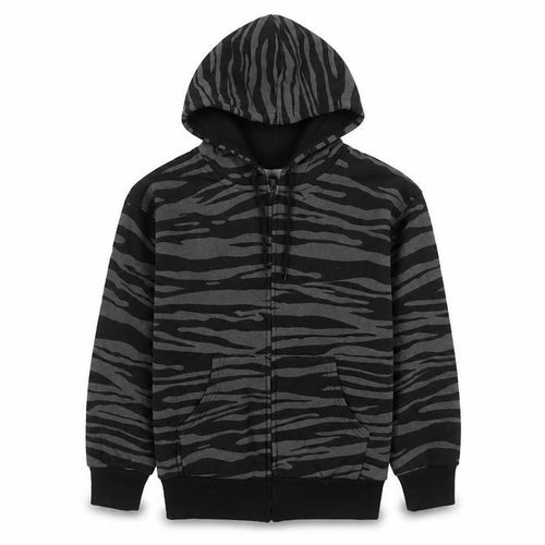 Bubble Girls Black Animal Print Cotton Full Zip Hoodie Size 8 Years Zip - Pockets