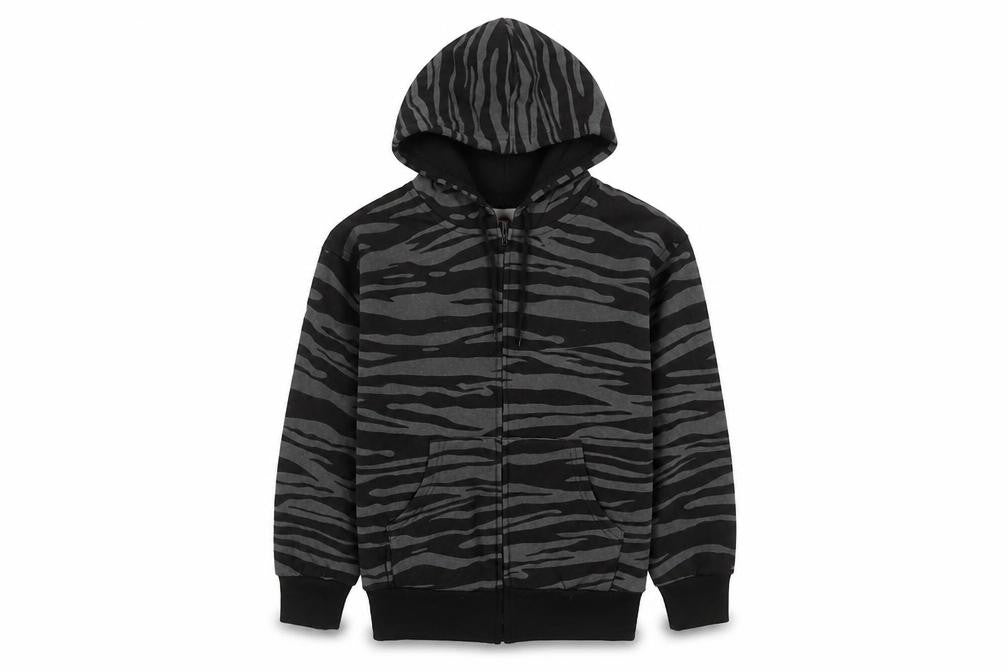 Bubble Girls Black Animal Print Cotton Full Zip Hoodie Size 8 Years Zip - Pockets