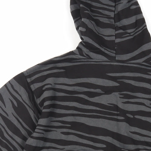 Bubble Girls Black Animal Print Cotton Full Zip Hoodie Size 8 Years Zip - Pockets