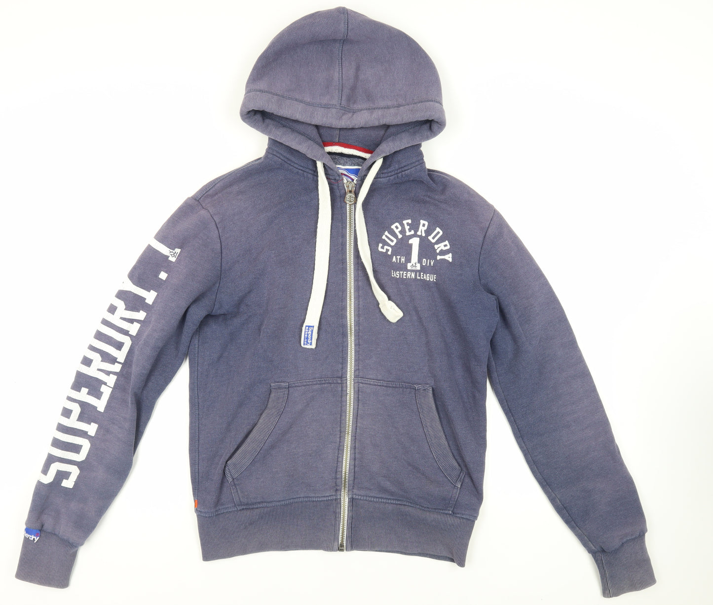 Superdry Mens Blue Cotton Full Zip Hoodie Size S - Logo Pockets
