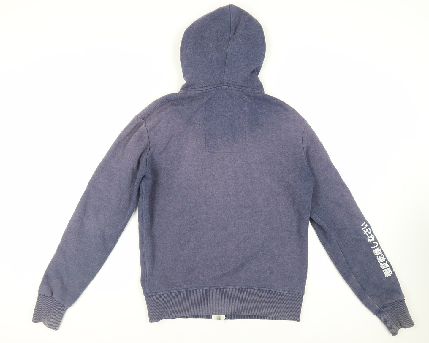 Superdry Mens Blue Cotton Full Zip Hoodie Size S - Logo Pockets