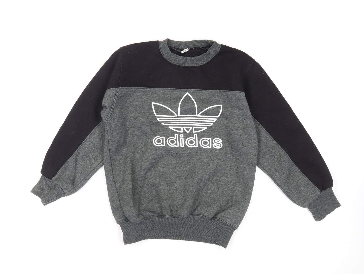 adidas Boys Grey Cotton Pullover Sweatshirt Size 9-10 Years Pullover - Logo