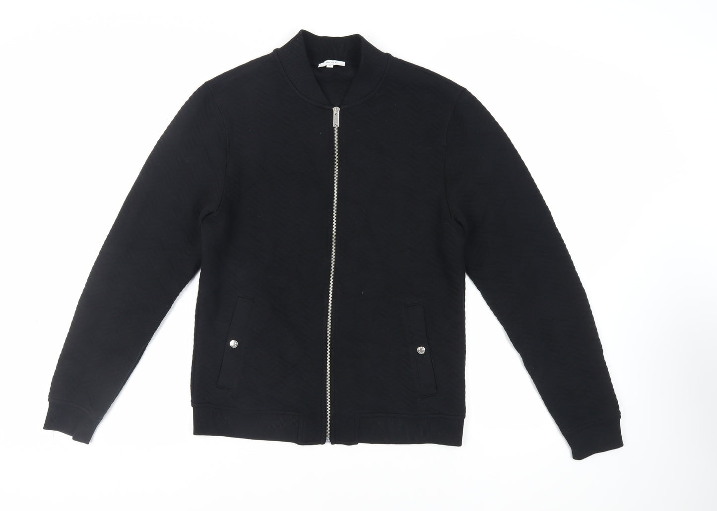 Reiss Mens Black Cotton Full Zip Sweatshirt Size M - Textured