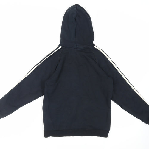 adidas Boys Black Cotton Pullover Hoodie Size 11-12 Years Pullover - Logo Pockets