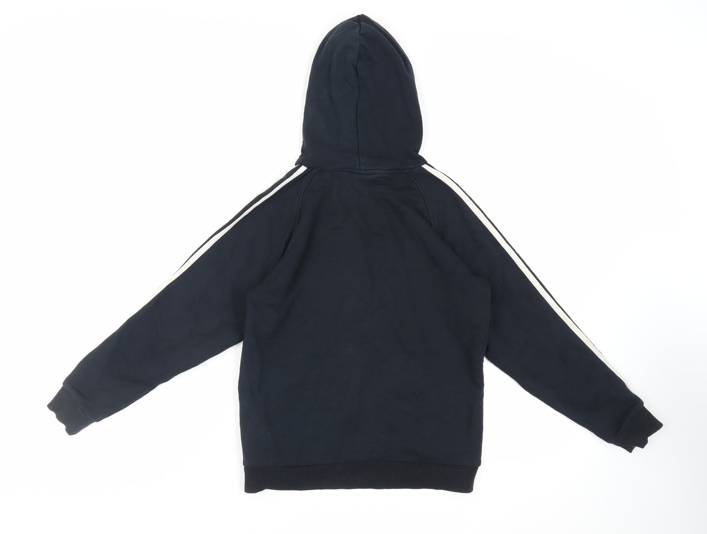 adidas Boys Black Cotton Pullover Hoodie Size 11-12 Years Pullover - Logo Pockets