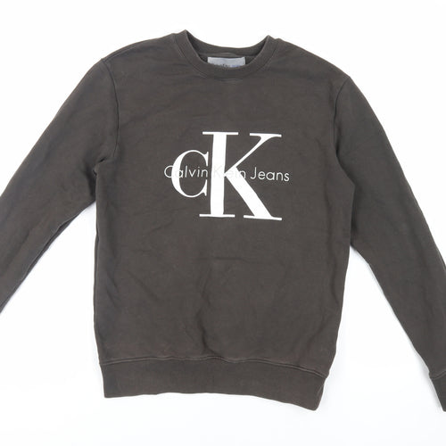 Calvin Klein Jeans Mens Green Cotton Pullover Sweatshirt Size XS - Logo
