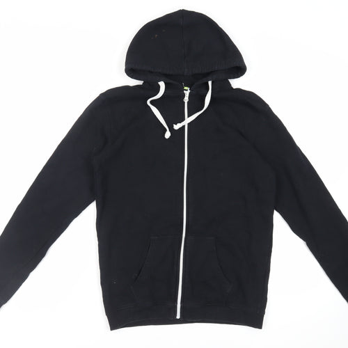 Teemill Mens Black Cotton Full Zip Hoodie Size S - Pockets