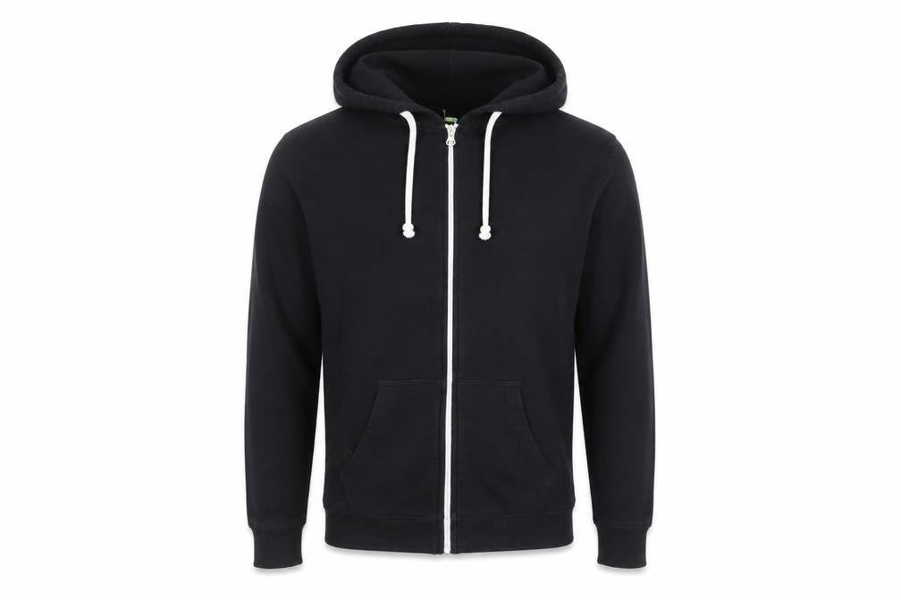 Teemill Mens Black Cotton Full Zip Hoodie Size S - Pockets