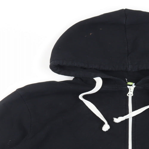 Teemill Mens Black Cotton Full Zip Hoodie Size S - Pockets