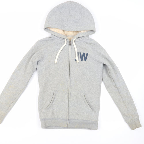 Jack Wills Womens Grey Cotton Full Zip Hoodie Size 6 Zip - Fluffy Lining