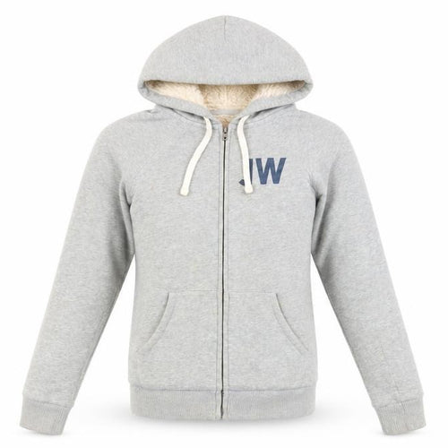 Jack Wills Womens Grey Cotton Full Zip Hoodie Size 6 Zip - Fluffy Lining
