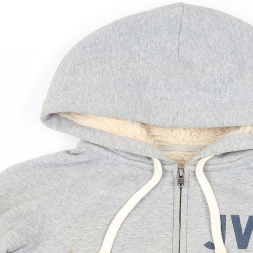 Jack Wills Womens Grey Cotton Full Zip Hoodie Size 6 Zip - Fluffy Lining