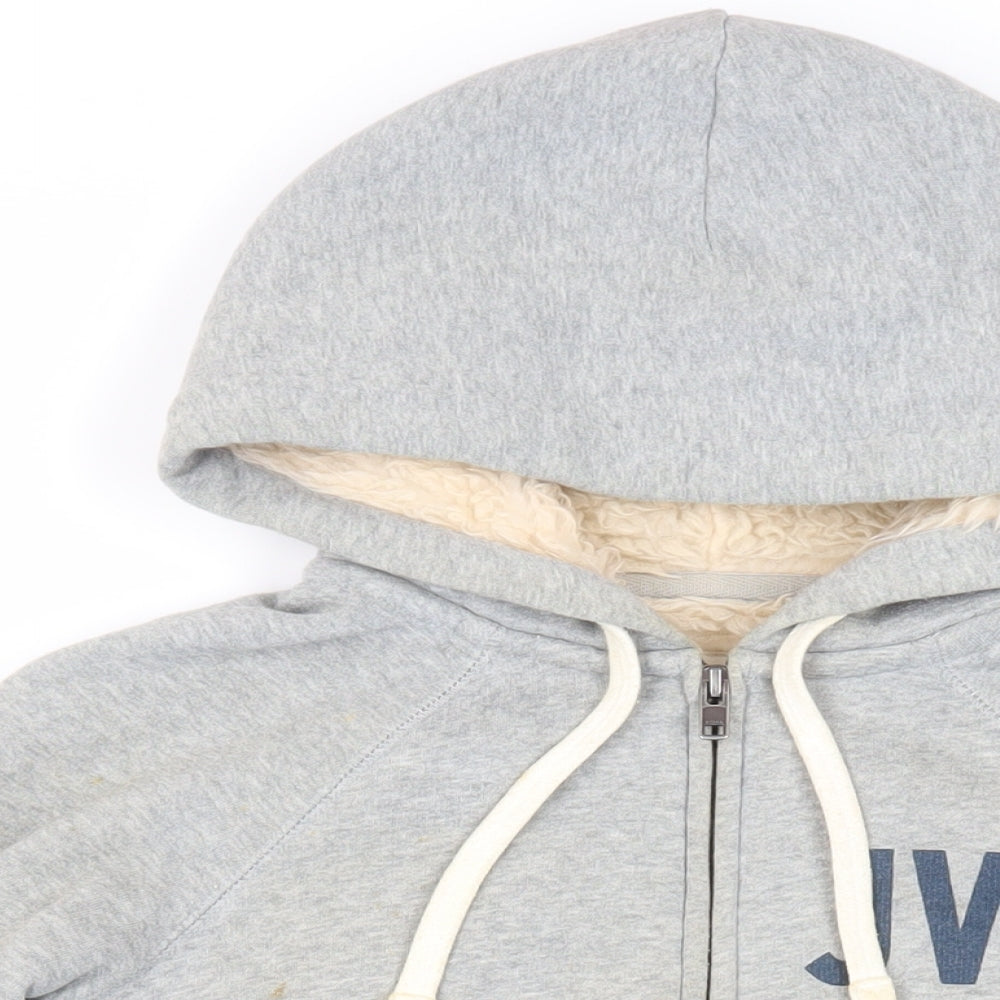 Jack Wills Womens Grey Cotton Full Zip Hoodie Size 6 Zip - Fluffy Lining
