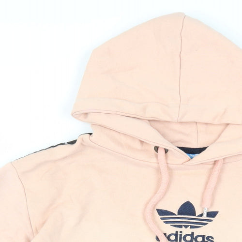 adidas Womens Pink Cotton Pullover Hoodie Size XL Pullover - Logo Pockets