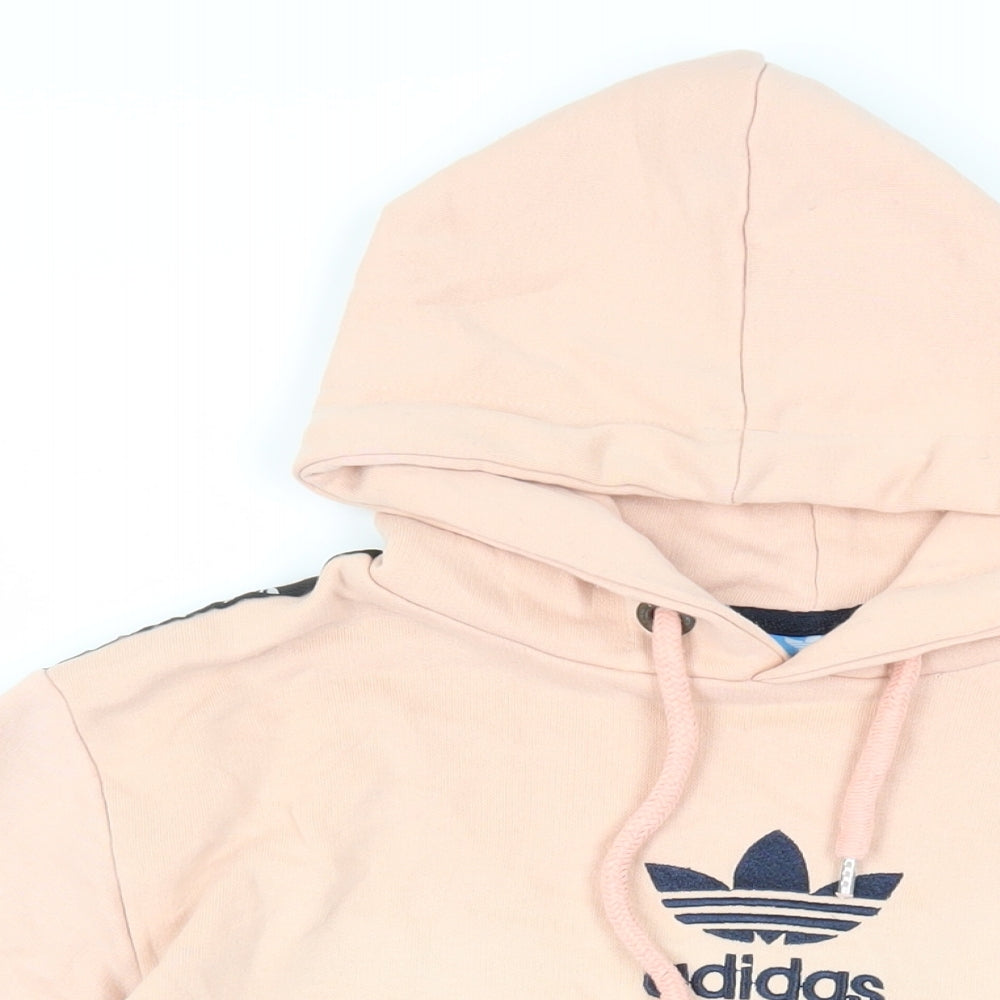 adidas Womens Pink Cotton Pullover Hoodie Size XL Pullover - Logo Pockets
