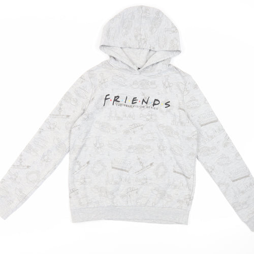 Friends Girls Grey Geometric Cotton Pullover Hoodie Size 14 Years Pullover