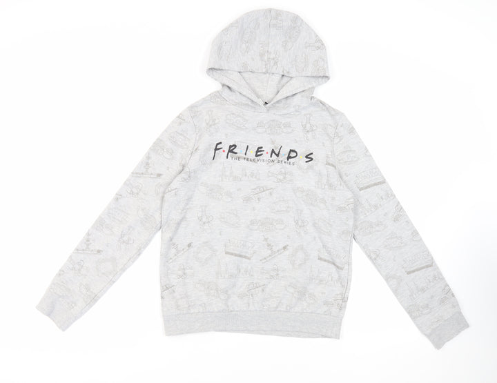 Friends Girls Grey Geometric Cotton Pullover Hoodie Size 14 Years Pullover