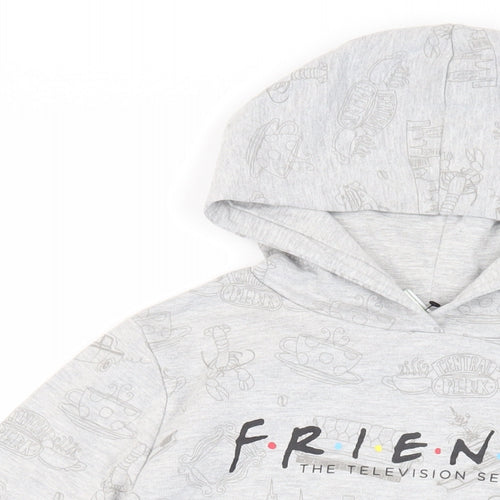 Friends Girls Grey Geometric Cotton Pullover Hoodie Size 14 Years Pullover