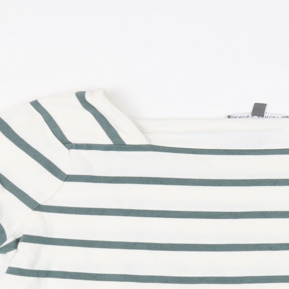 Laura Ashley Womens White Striped Cotton Pullover Sweatshirt Size 16 Pullover