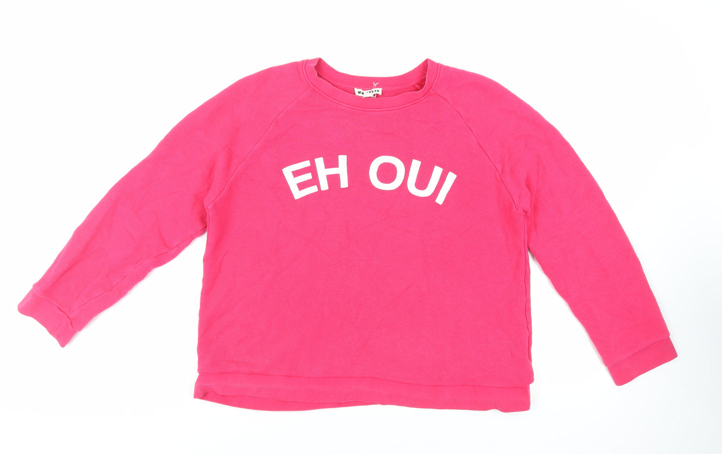 Whistles Womens Pink Cotton Pullover Sweatshirt Size L Pullover