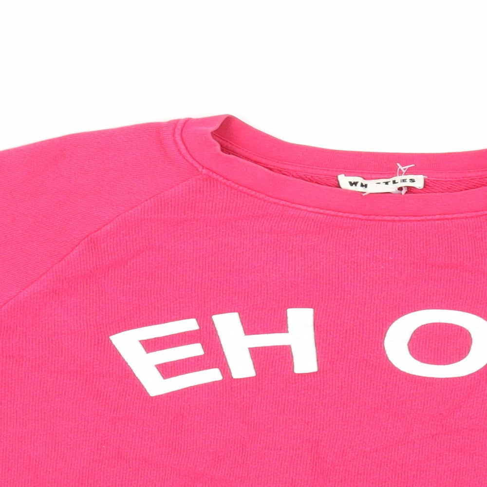 Whistles Womens Pink Cotton Pullover Sweatshirt Size L Pullover