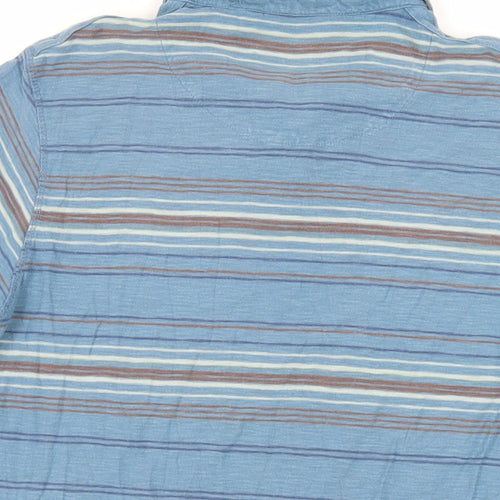 RJR.John Rocha Mens Blue Striped Cotton Polo Size M Collared Button