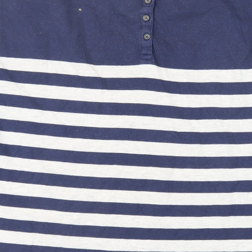 TOG24 Womens Blue Striped Cotton Basic T-Shirt Size 12 Round Neck