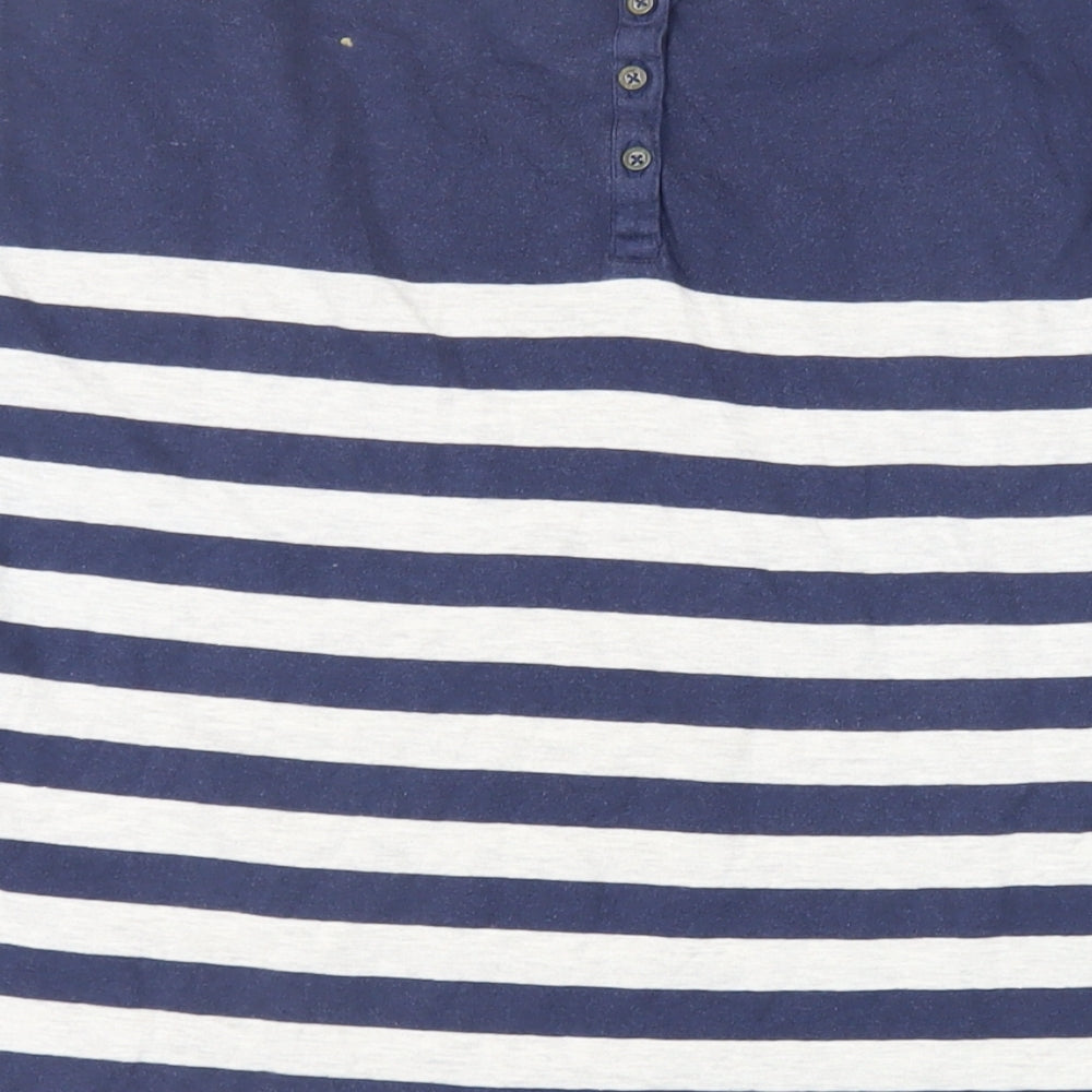 TOG24 Womens Blue Striped Cotton Basic T-Shirt Size 12 Round Neck