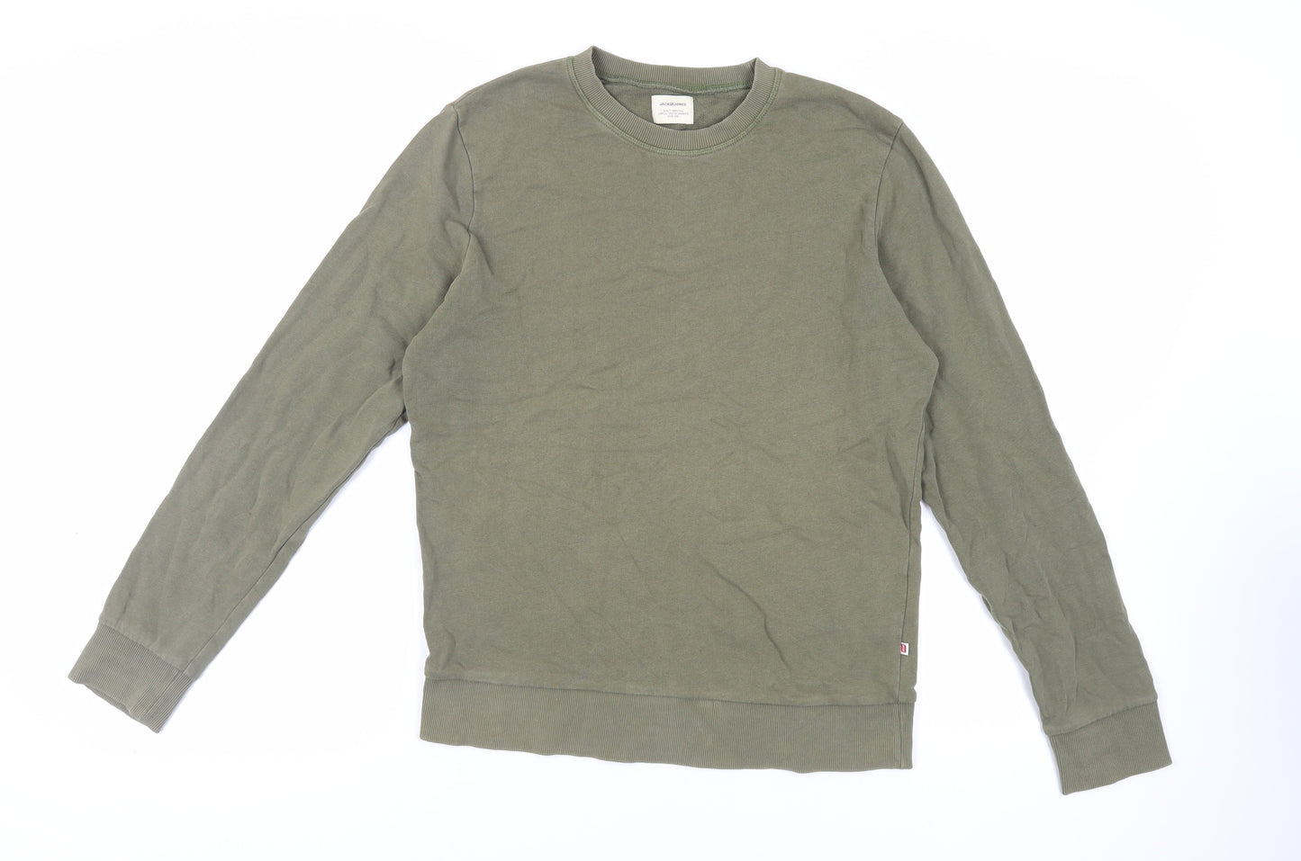 JACK & JONES Mens Green Cotton Pullover Sweatshirt Size M