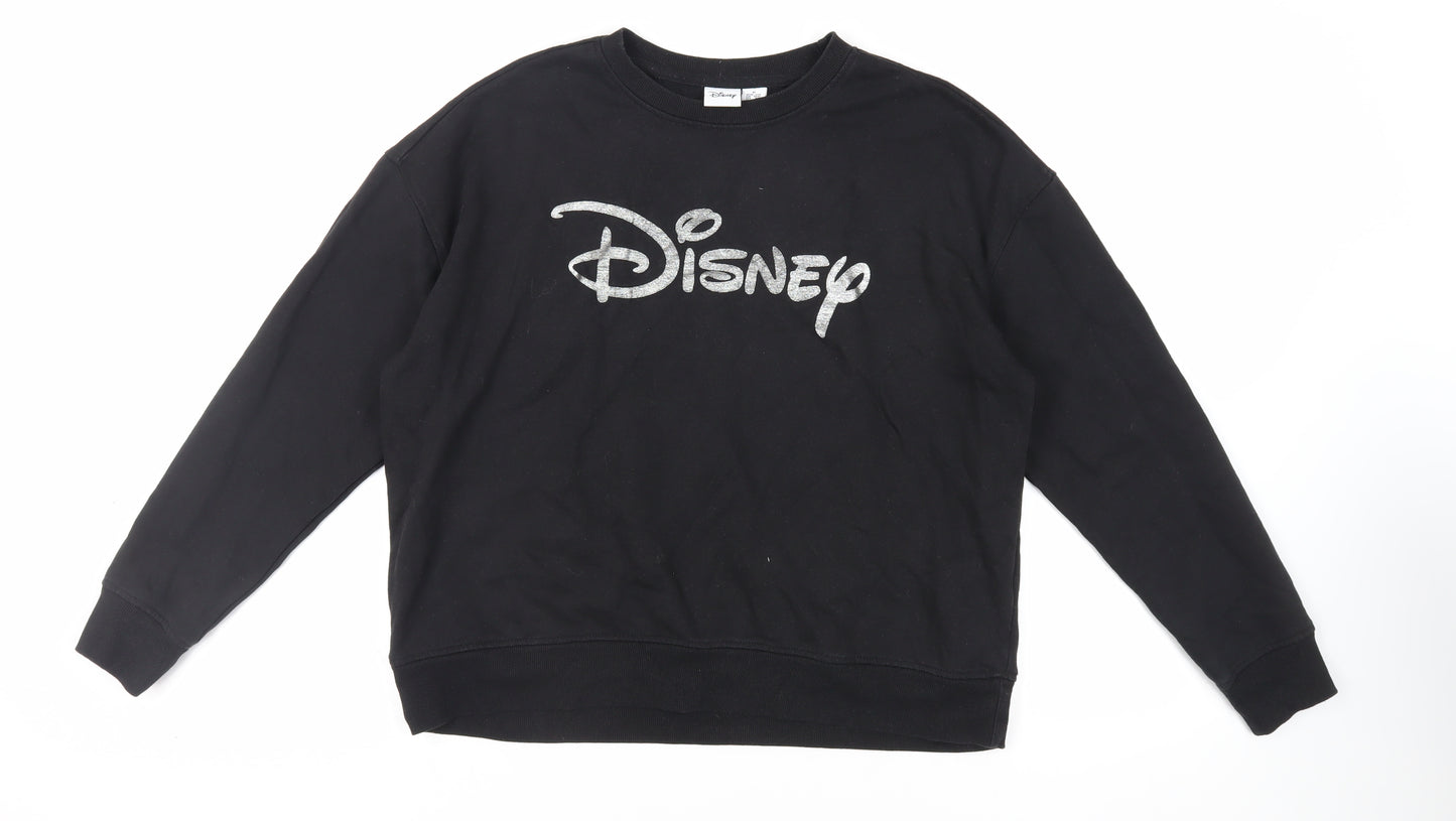 Disney Womens Black Cotton Pullover Sweatshirt Size M Pullover