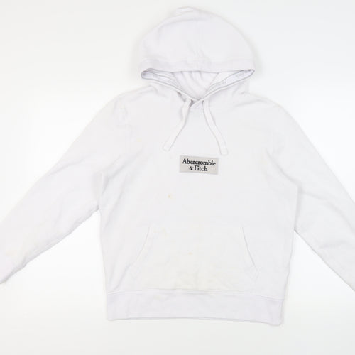 Abercrombie & Fitch Womens White Cotton Pullover Hoodie Size XS Pullover - Logo Pockets