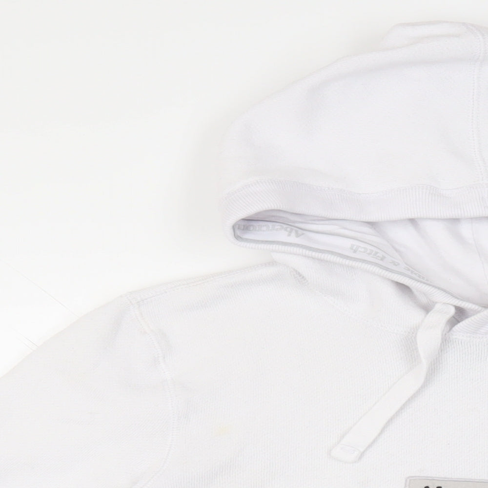 Abercrombie & Fitch Womens White Cotton Pullover Hoodie Size XS Pullover - Logo Pockets