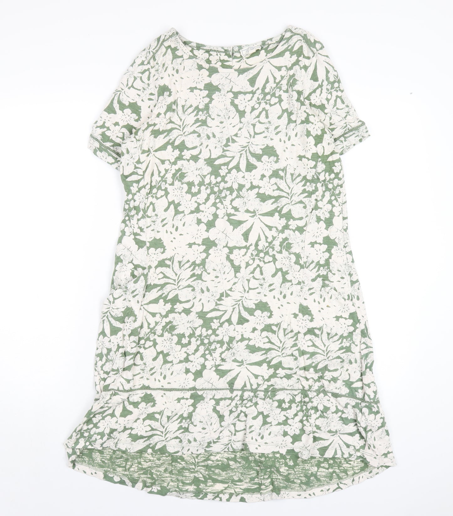 Fat Face Womens Green Geometric Cotton A-Line Size 8 Round Neck Pullover