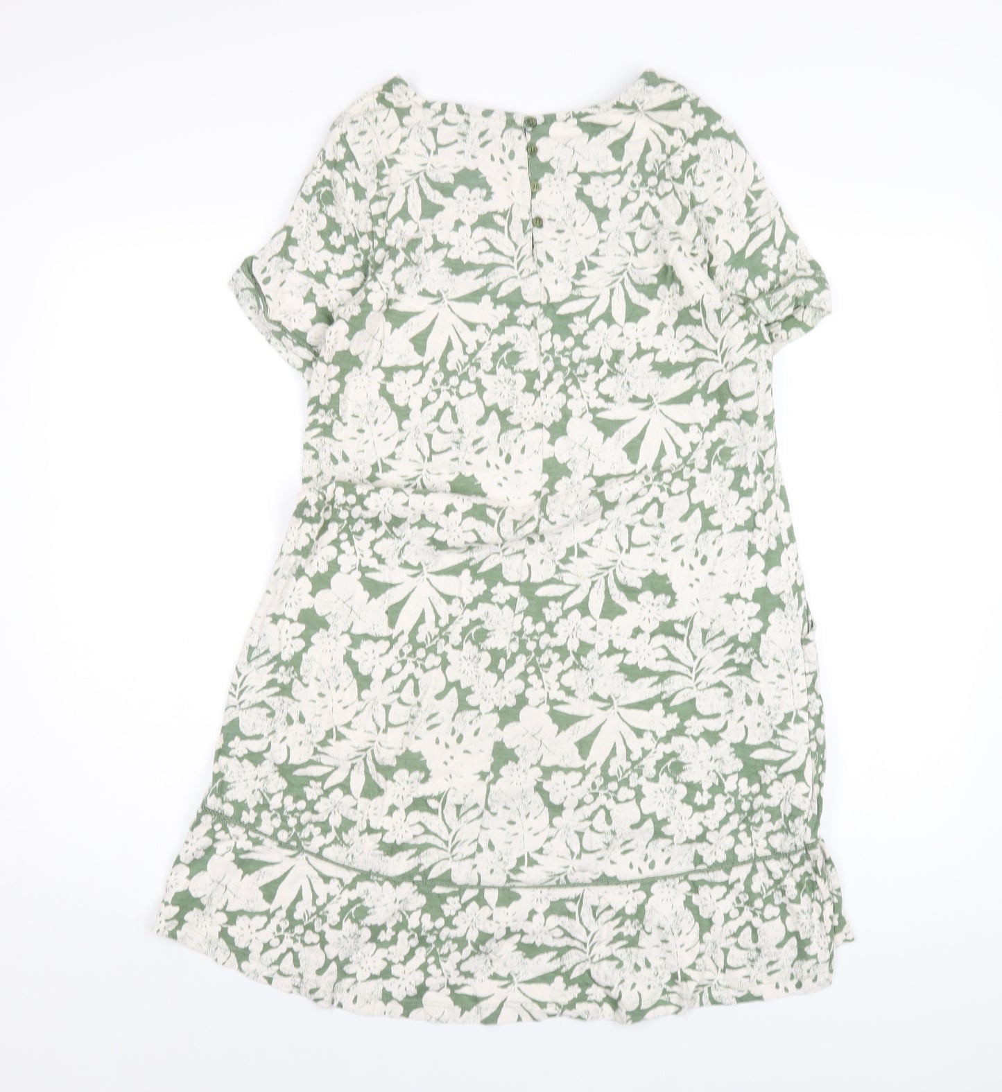 Fat Face Womens Green Geometric Cotton A-Line Size 8 Round Neck Pullover