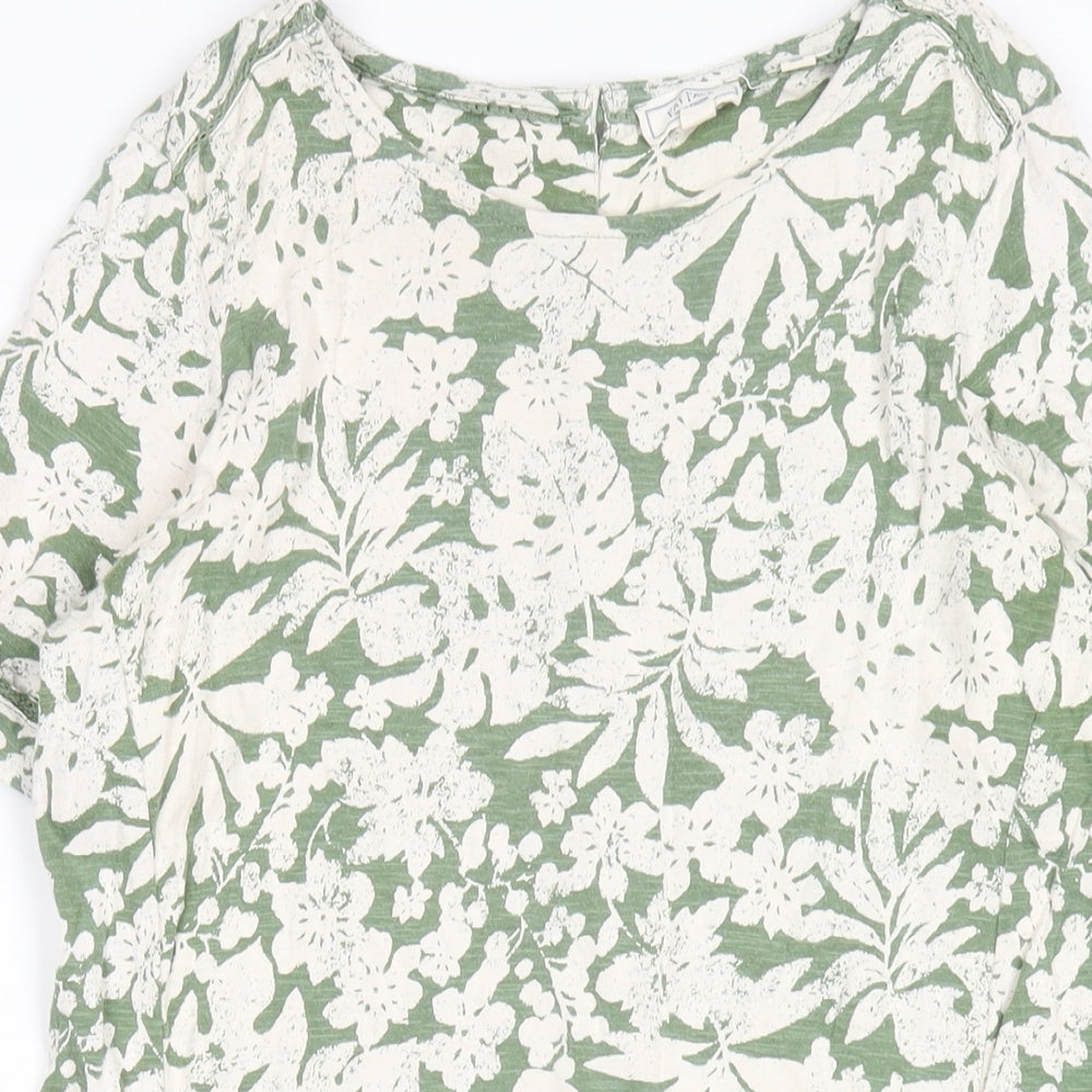 Fat Face Womens Green Geometric Cotton A-Line Size 8 Round Neck Pullover