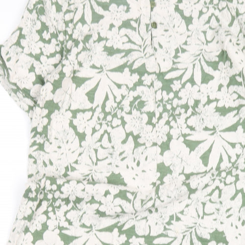 Fat Face Womens Green Geometric Cotton A-Line Size 8 Round Neck Pullover