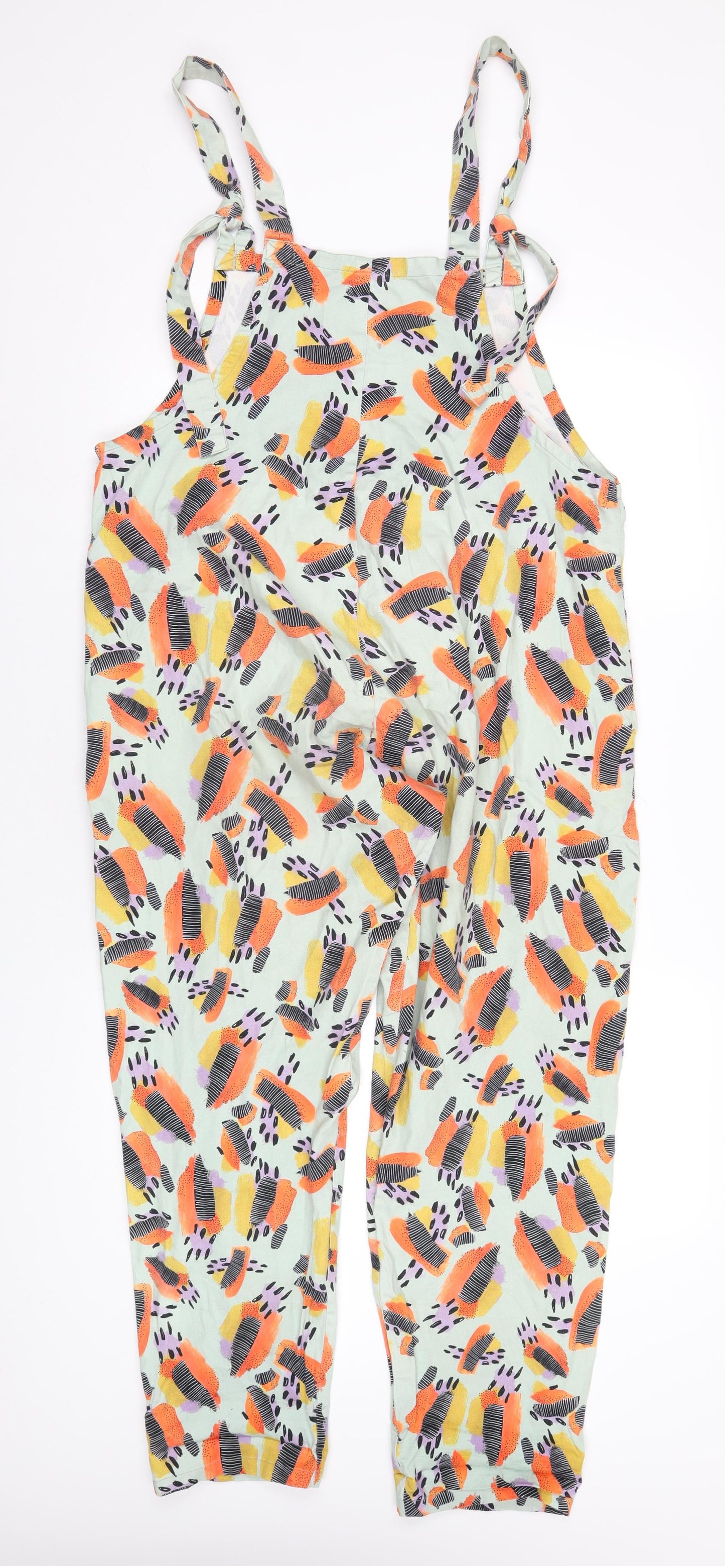 Lucy & Yak Womens Multicoloured Geometric Cotton Dungaree One-Piece Size L L30 in Tie