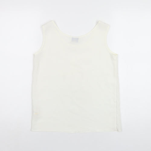 Hammell's Womens Ivory Polyester Basic Tank Size 8 Round Neck