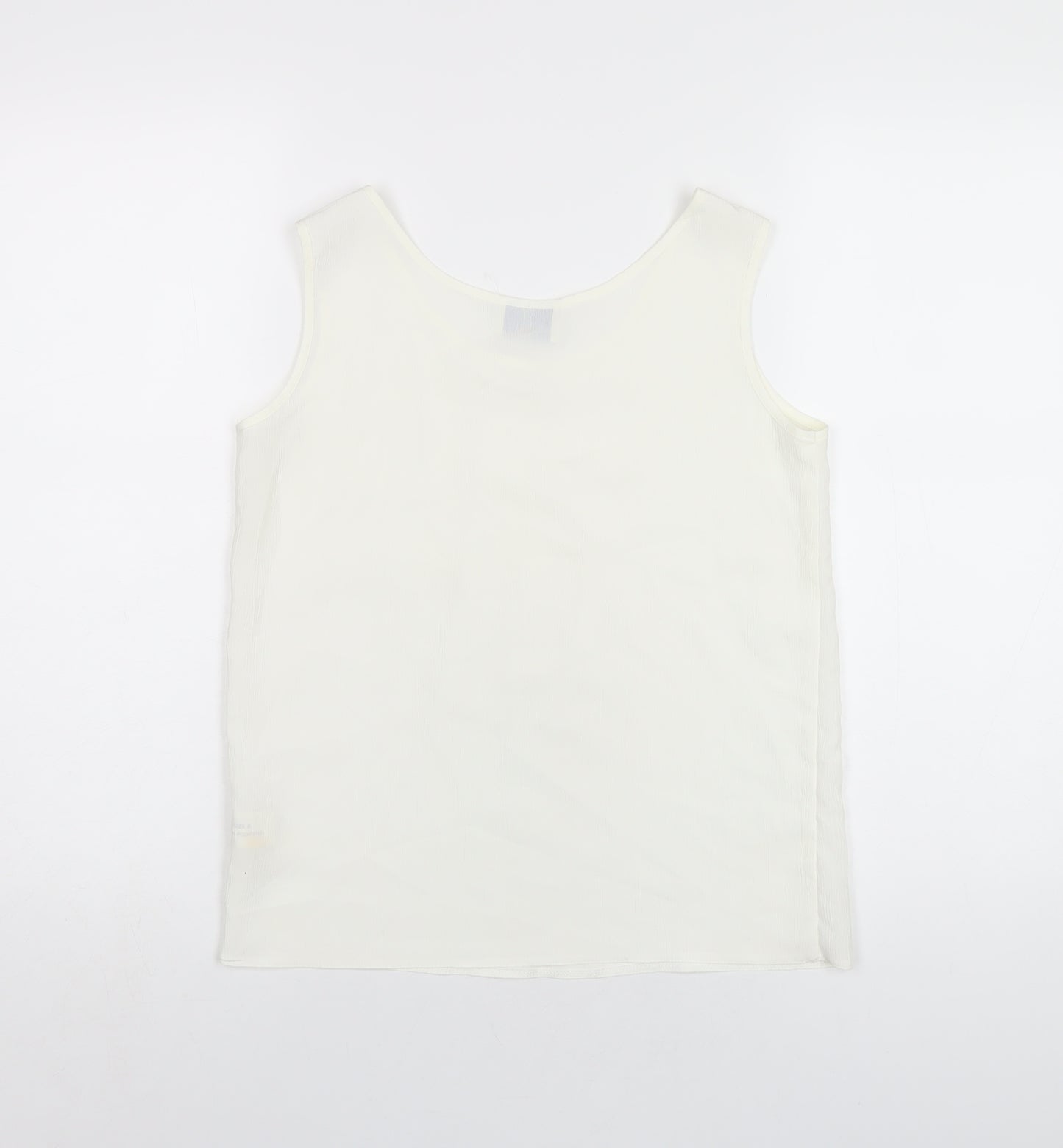 Hammell's Womens Ivory Polyester Basic Tank Size 8 Round Neck