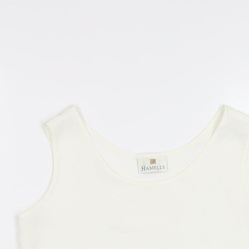 Hammell's Womens Ivory Polyester Basic Tank Size 8 Round Neck