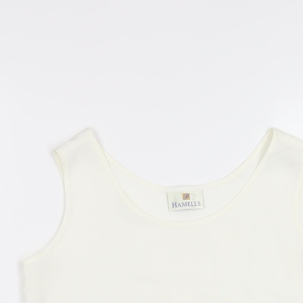 Hammell's Womens Ivory Polyester Basic Tank Size 8 Round Neck