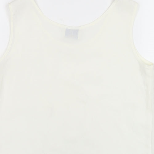 Hammell's Womens Ivory Polyester Basic Tank Size 8 Round Neck