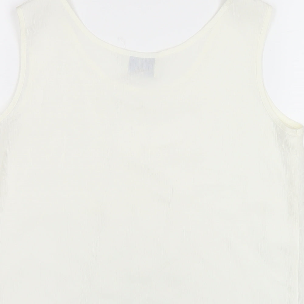 Hammell's Womens Ivory Polyester Basic Tank Size 8 Round Neck